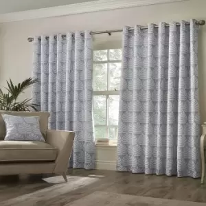 Image of Paoletti Horto Eyelet Curtains (90in x 90in) (Blue) - Blue