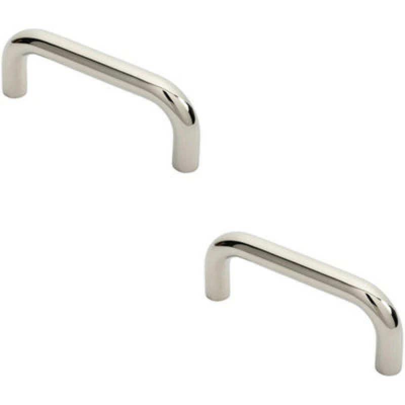 Image of Loops 2x Round D Bar Pull Handle 169 x 19mm 150mm Fixing Centres Bright Steel Metallics unisex