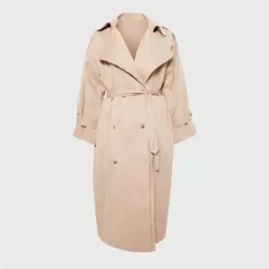 Image of I Saw It First Plus Size Double Breasted Trench Coat - Brown