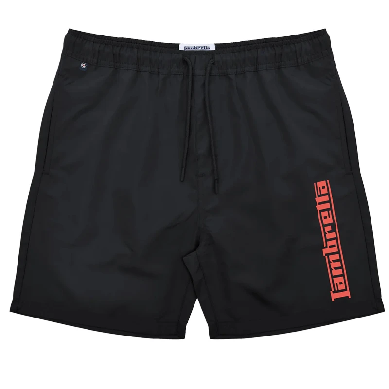 Image of Lambretta Lambretta Men SS25 Swim Shorts in Black Size: 34R Black 34R Male 5063703802581