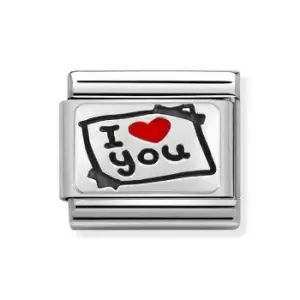 Image of Nomination Classic Silver I Love You Post-it Note Charm