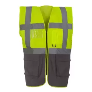 Image of Yoko Hi-Vis Premium Executive/Manager Waistcoat / Jacket (S) (Hi Vis Yellow/Grey)