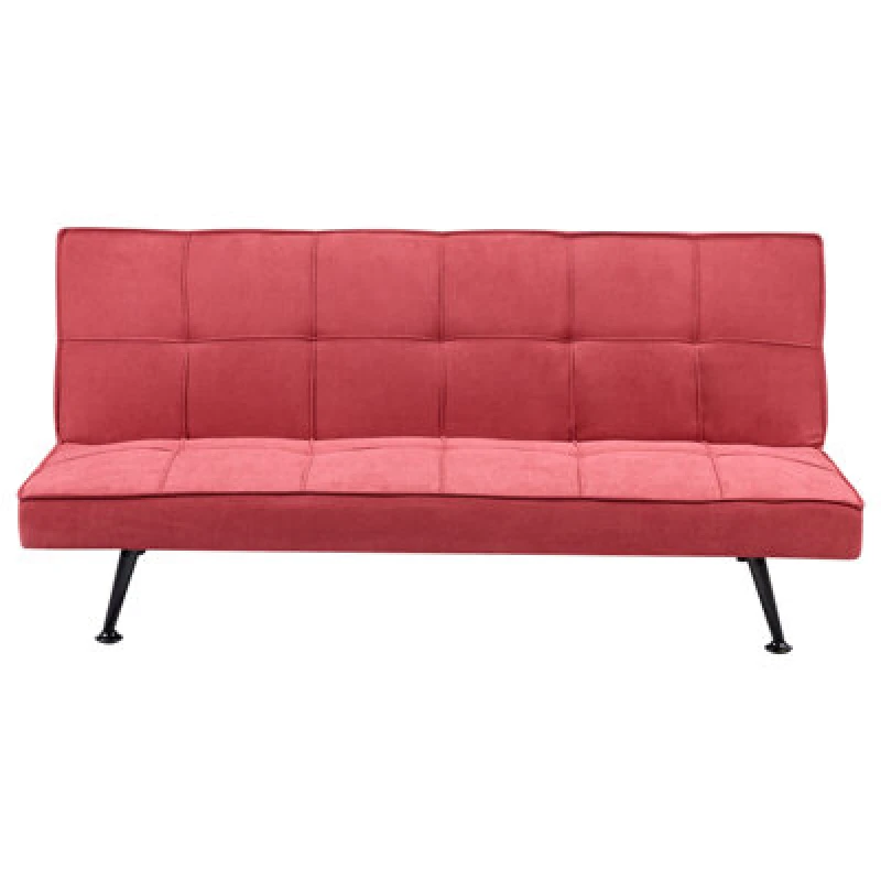 Image of Beliani Sofa Bed 3 Seater Hasle Fabric Red