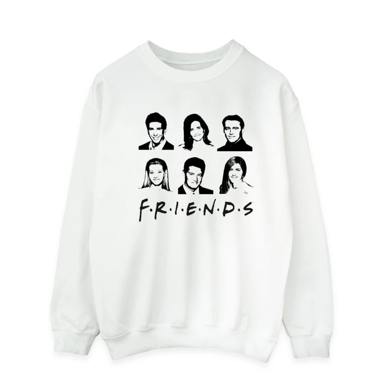 Image of Friends Friends Men Faces Logo Sweatshirt in White Size: Small White S Male 5063376926713