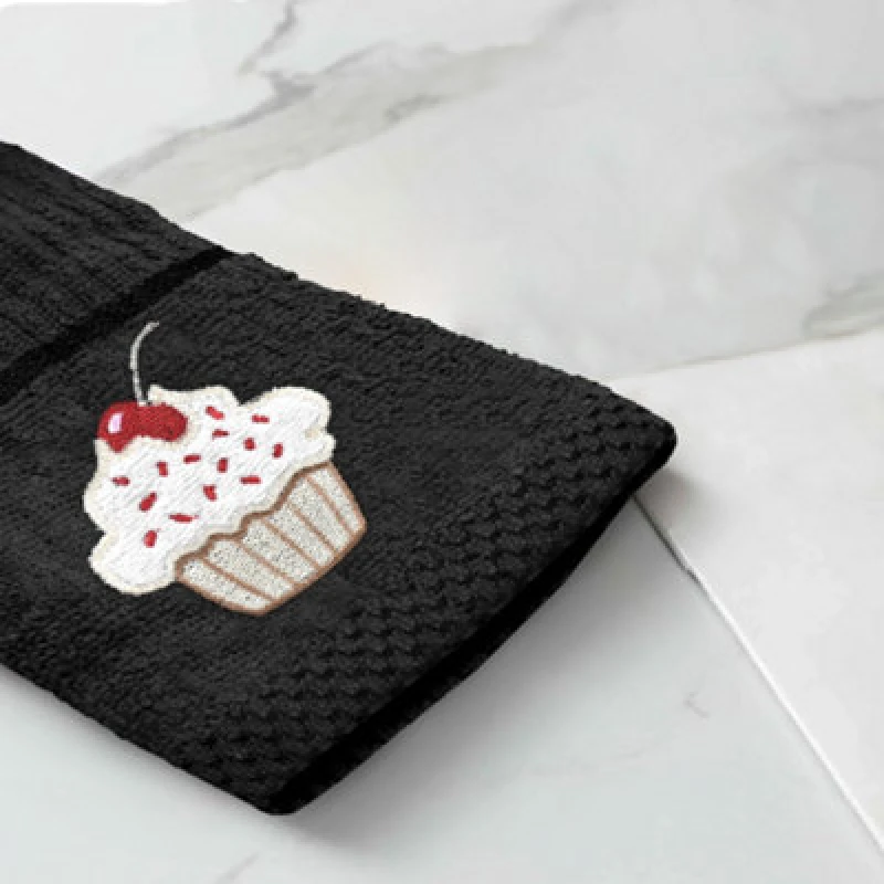 Image of Velosso Emroidered Cupcake Easy Care Pack Of 3 Tea Towels