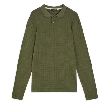 Image of Ted Baker Chaser Textured Polo Shirt - Khaki