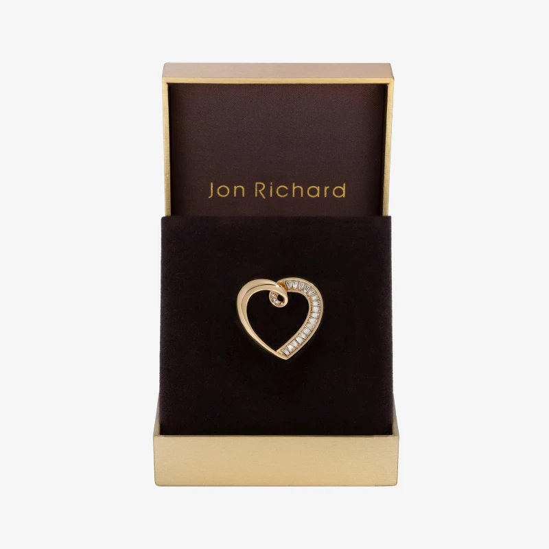 Image of Jon Richard Gold Plated Crystal Heart Brooch - Gift Box Jewellery Sets One Size Gold 39857810000