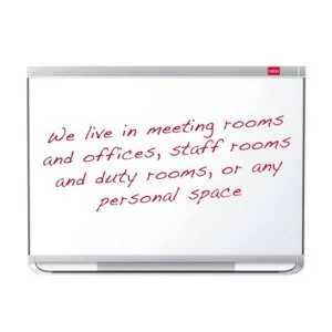 Image of Nobo Prestige 1200 x 900mm Drywipe Board Enamel Magnetic with Aluminium Trim and Fixings Markers Magnets