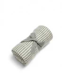 Image of Mamas & Papas Grey & White Stripe Knitted Blanket
