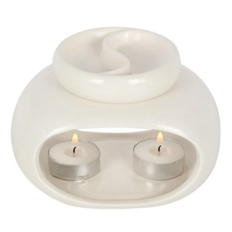 Image of Something Different Something Different Ceramic Double Oil Burner in Off White Off White One Size Unisex 5063107007667