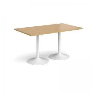Image of Genoa rectangular dining table with white trumpet base 1400mm x 800mm