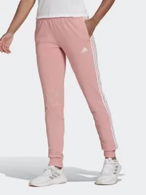 Image of adidas Essentials Single Jersey 3-stripes Joggers, Pink Size M Women