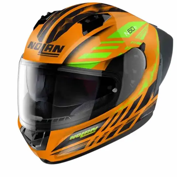 Image of Nolan N60-6 SPORT Hotfoot 027 LED Orange Black Light Green Full Face Helmet Size M