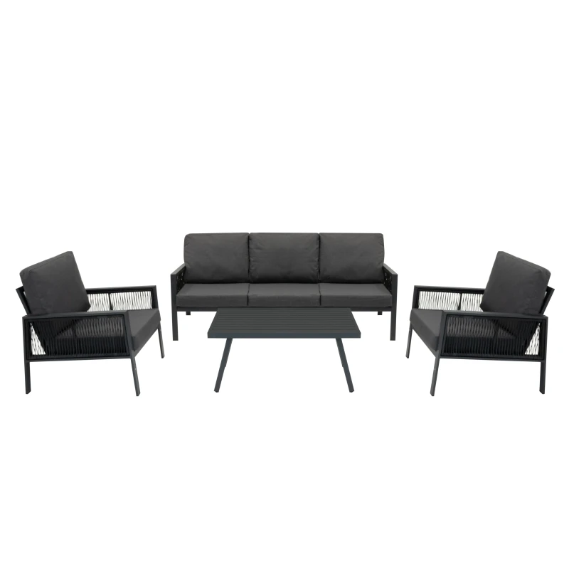 Image of Monstershop Aluminium 4 Piece Sofa Set - Anthracite Grey Grey Unisex