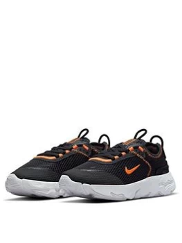 Image of Nike React Live Childrens Trainer - Black/Orange, Grey/Orange, Size 10