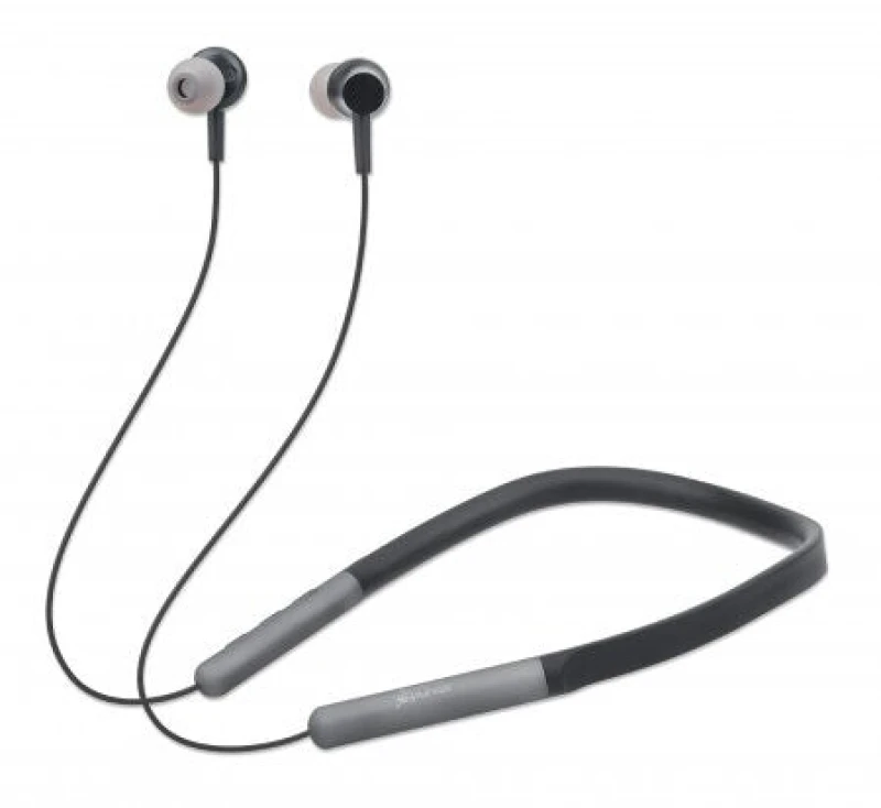 Image of Manhattan Manhattan Bluetooth In-Ear Headset with Neckband, Microphone, Integrated Controls, Sweatproof, Noise Isolating, 5 hour usage time, Max Range