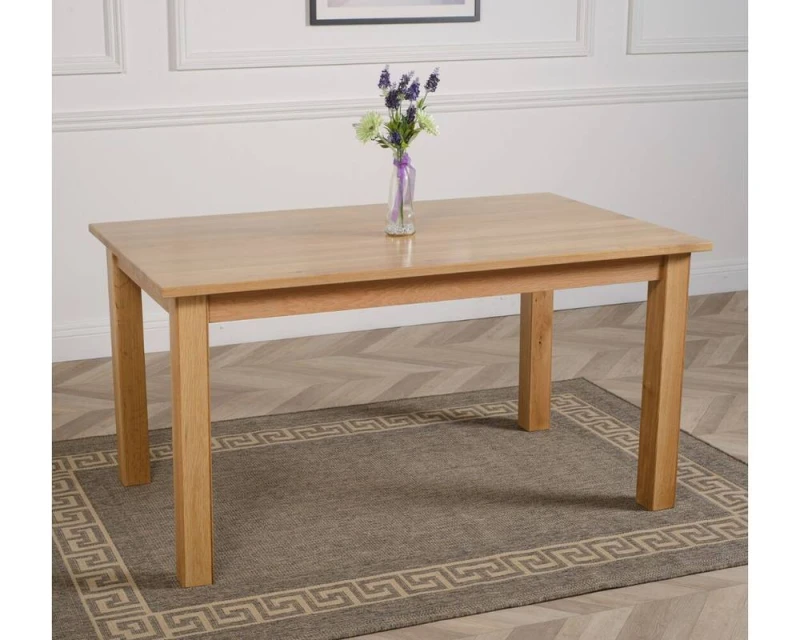 Image of Thats Furniture Oslo 150 x 90cm Medium Oak Dining Table & 6 Washington Leather Chairs in Black Unisex 150 x 90 cm