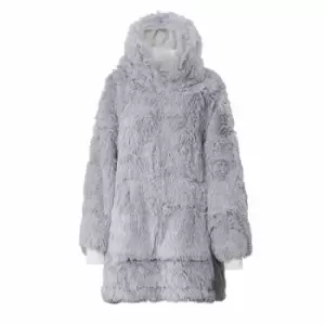 Image of Ground Level Luxury Shaggy Faux Fur Hoodie Silver