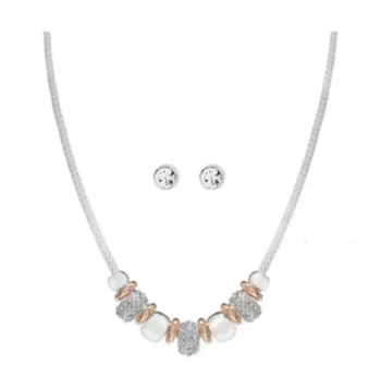 Image of Mood Two Tone Crystal Multi Charm Necklace and Earring Set - Gift Boxed - multicoloured