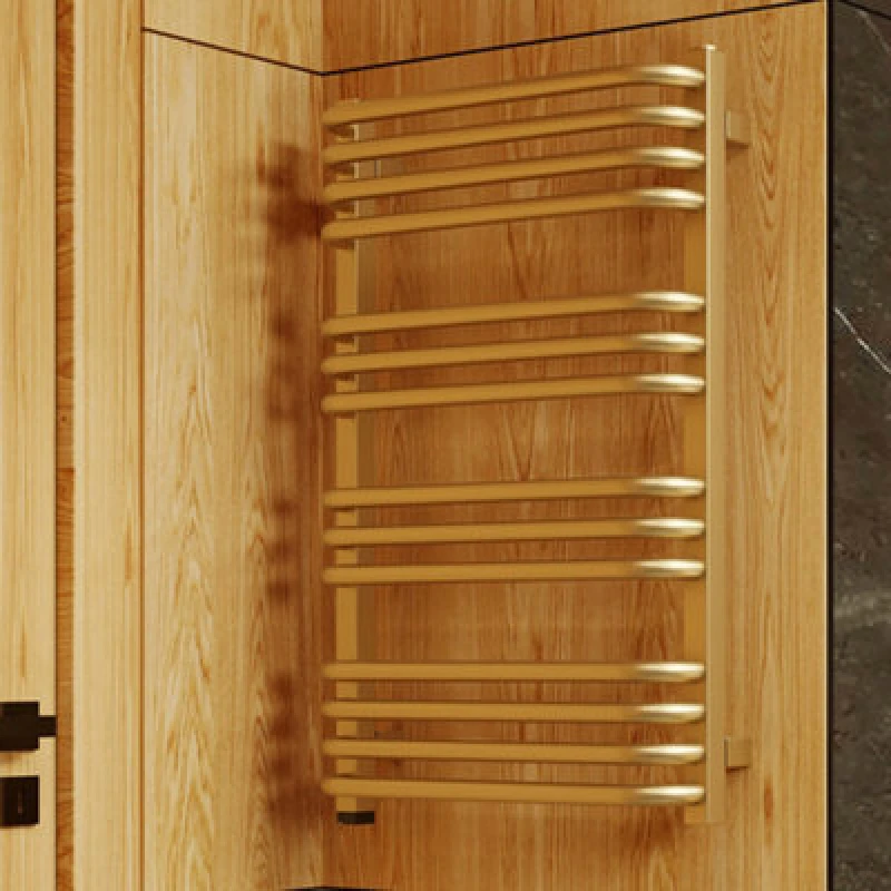 Image of Terma Alex One Brass Effect Electric Flat Towel Warmer (W)500mm X (H)760mm