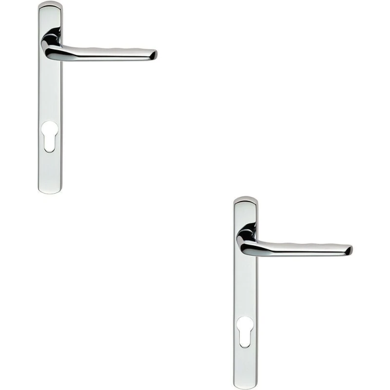 Image of Loops 2x Straight Lever Door Handle on Lock Backplate Polished Chrome 208mm X 26mm Multi
