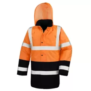 Image of Result Mens Two Tone Safety Coat (M) (Fluorescent Orange/Black)