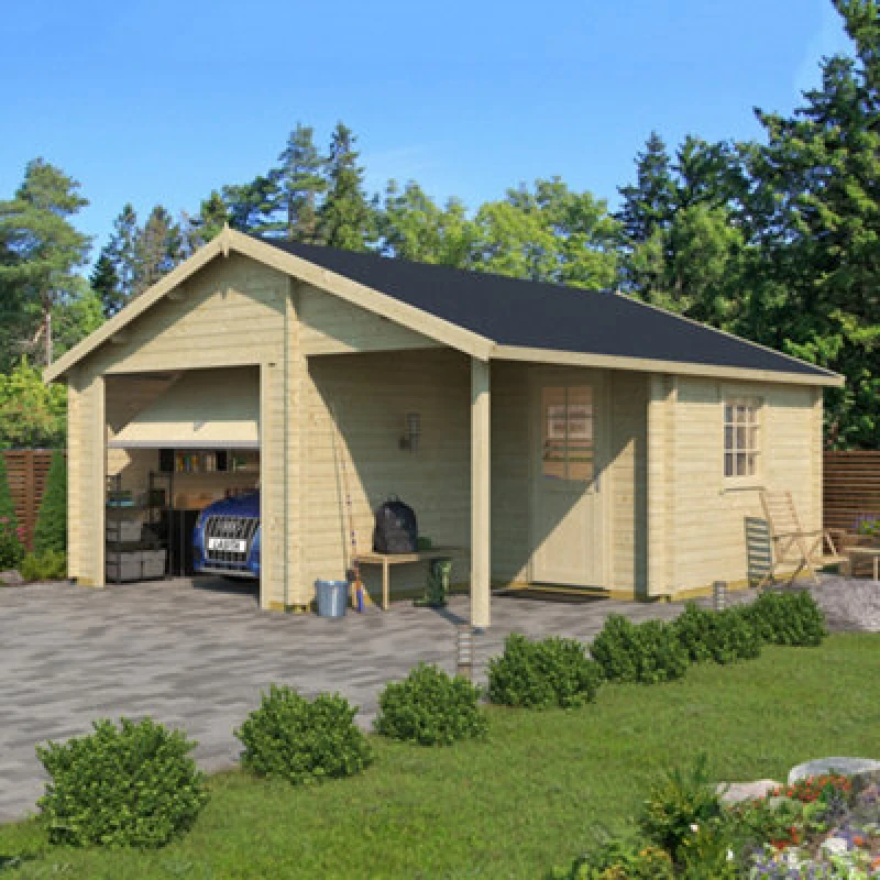 Image of Norland Nevis Garage Without Garage Door - 5.4M X 5.5M - 44mm Wall Logs