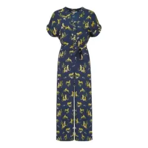 Image of Yumi Navy Recycled Cheetah Jumpsuit - Blue