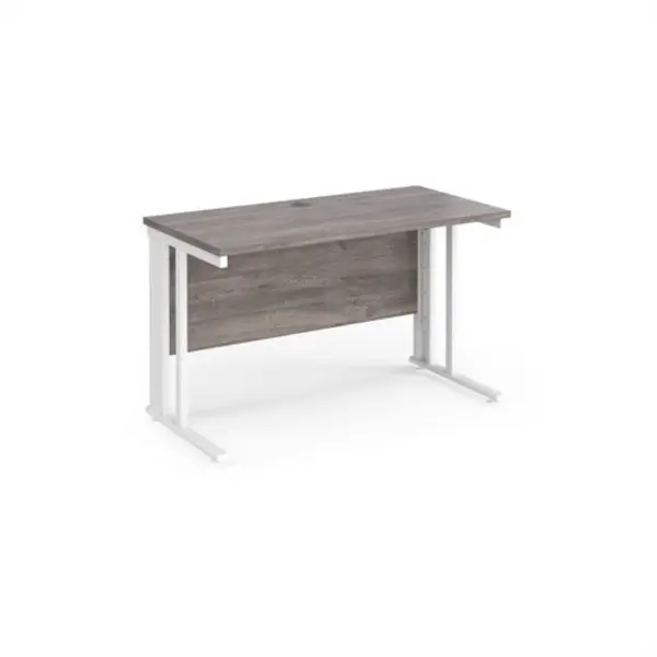 Image of Maestro 25 straight desk 1200mm x 600mm - white cable managed leg frame, grey oak top