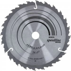 Image of Bosch Speedline Wood Cutting Saw Blade 190mm 24T 20mm