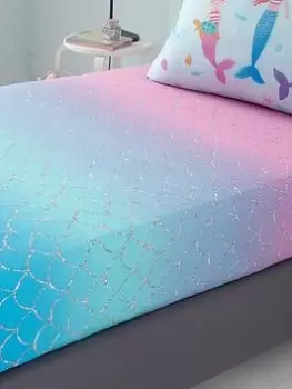 Image of Catherine Lansfield Mermaid Pink Fitted Sheet - Db