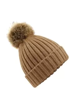 Image of Pom Pom Faux Fur Chunky Knit Beanie