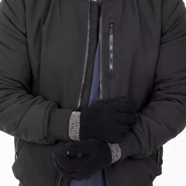 Image of totes Stretch Knitted Black SmarTouch Gloves With Brushed Inner Black