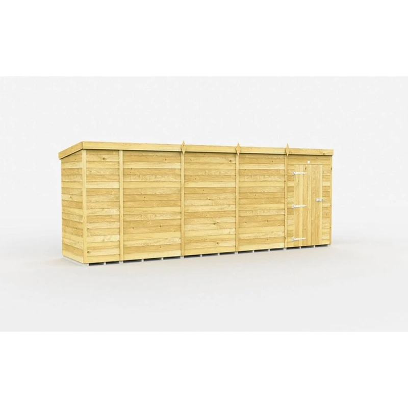 Image of Buttercup Farm 17 x 4 Feet Pent Shed - Single Door W/O Window - L118 x W492 x H201cm in Brown Brown Unisex