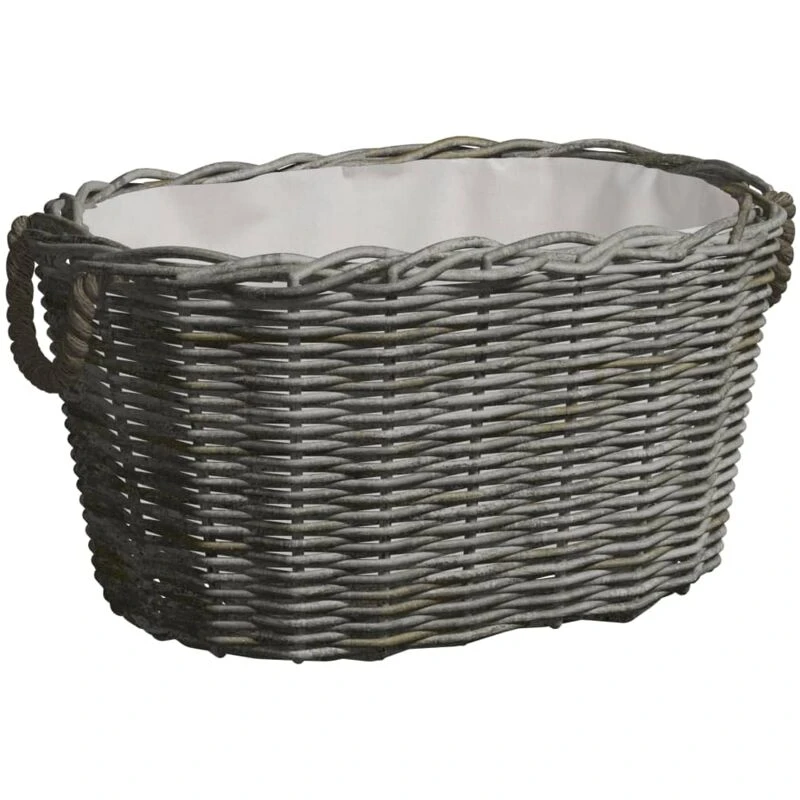 Image of VIDAXL Firewood Basket with Carrying Handles 60x40x28cm Grey Willow Vidaxl 286985