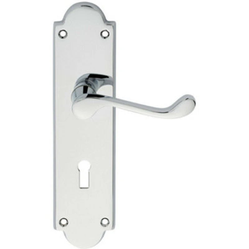 Image of Loops PAIR Victorian Scroll Handle on Lock Backplate 205 x 49mm Polished Chrome Multi