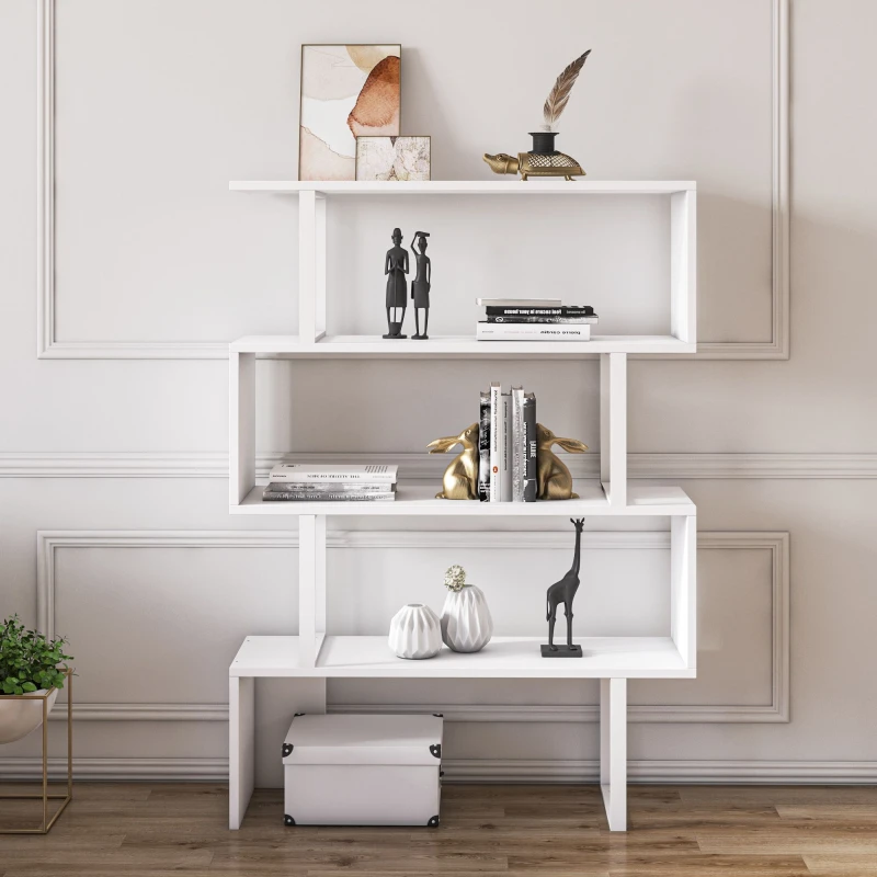 Image of Decorotika Adriana Modern Bookcase Bookshelf Shelving Unit in White White Unisex