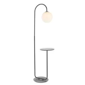 Image of Frosinone Floor Lamp Satin Black Paint & Matt Opal Glass