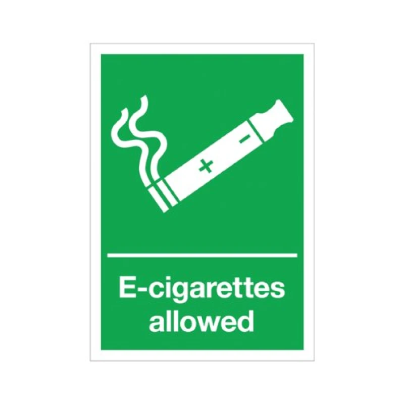 Image of Signs and Labels E-Cigarettes Allowed Sign Plastic A4 Green EL002A4RP