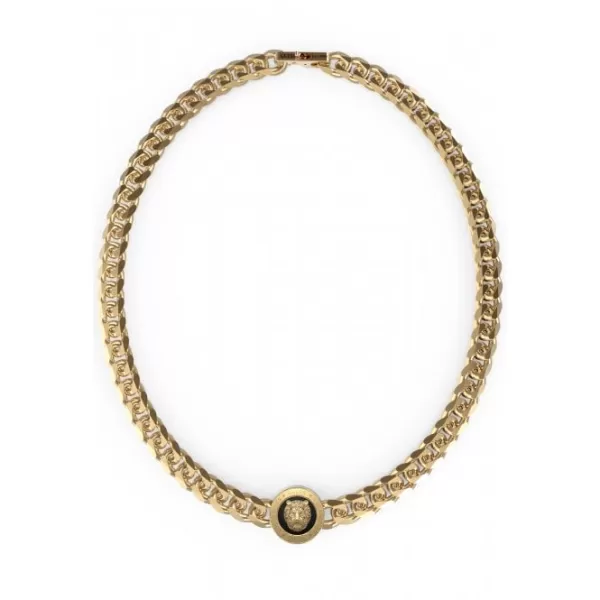 Image of Mens Gold Plated 21" Chain 21mm Lion Coin Necklace UMN01313YGBK