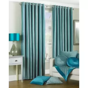 Image of Riva Home Wellesley Ringtop Curtains (90x90 (229x229cm)) (Duck Egg)