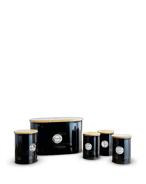 Image of Tower Tower Canister & Bread Bin Storage Set Black OT52001