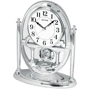 Image of Rhythm Silver Oval Mantel Clock - Crystals From Swarovski?