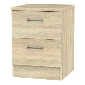 Image of Yelanto Ready Assembled 2-Drawer Bedside Cabinet - Oak