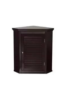Image of Bathroom Cupboard Brown Wooden Wall Corner Cabinet