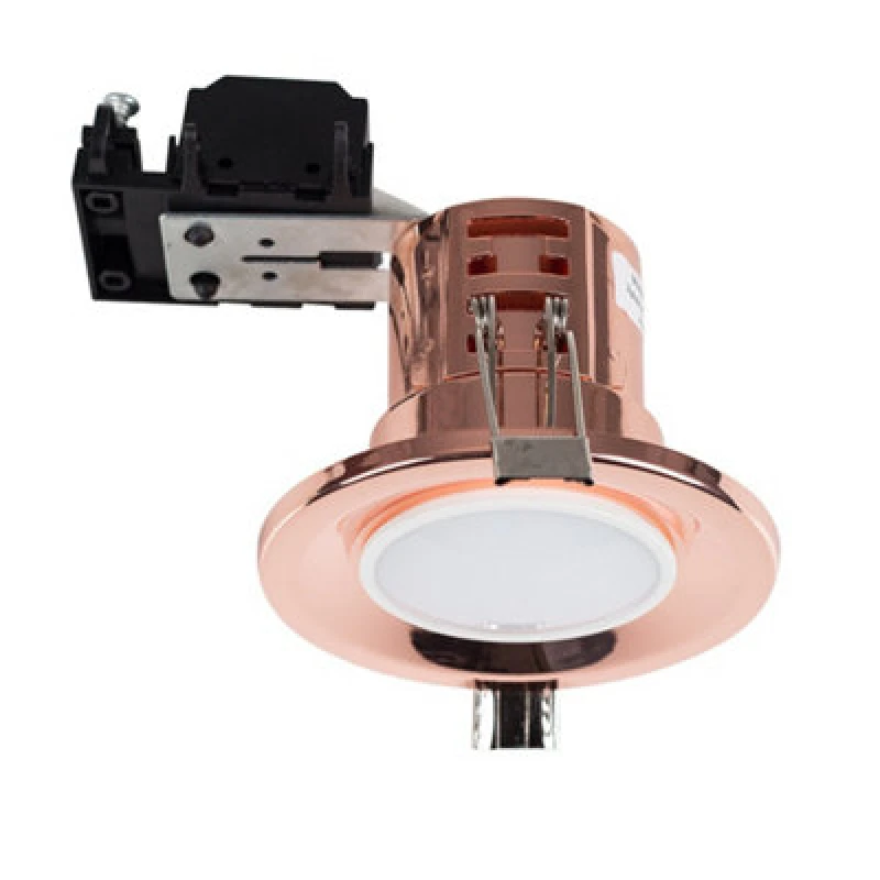 Image of ValueLights Downlight Fire Rated Ceiling Light Fitting 20 Pack With Cool White Bulbs Copper