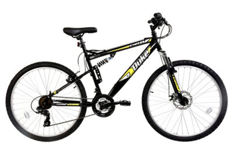 Image of Dallingridge Duke Full Suspension Mountain Bike, 26" Wheel - Black/yellow