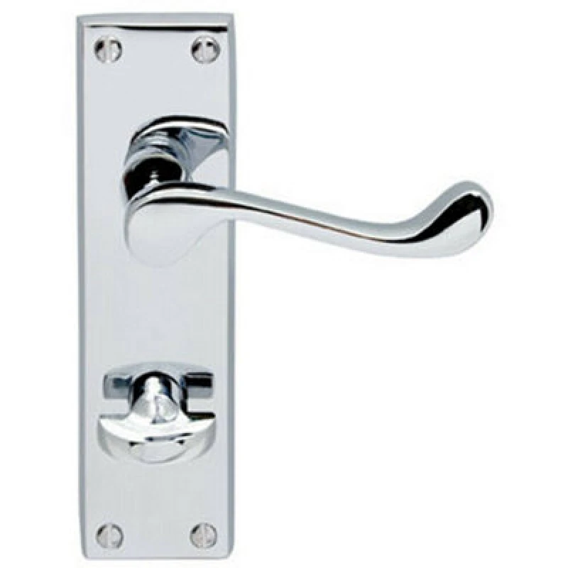 Image of Loops PAIR Victorian Scroll Lever on Bathroom Backplate 155 x 41mm Polished Chrome Multi