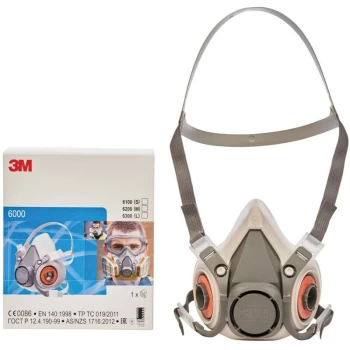 Image of 3M - 6100S Small Reusable Half Face Mask 6000 Series, Low Maintenance