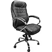 Image of Nautilus Designs Ltd. High Back Italian Leather Faced Synchronous Executive Armchair with Integral Headrest and Chrome Base Black